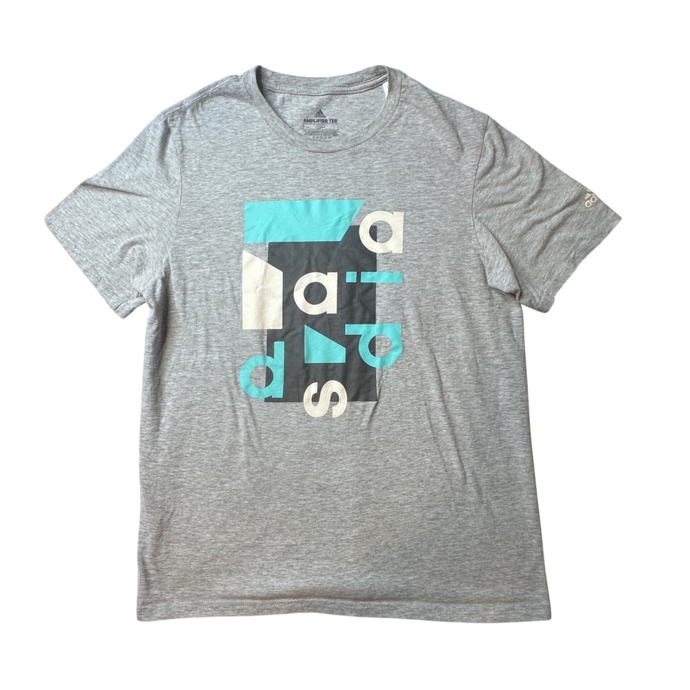 Adidas T-Shirt Mens S Gray Amplifier Tee Graphic Short Sleeve Athletic ATACAGIL